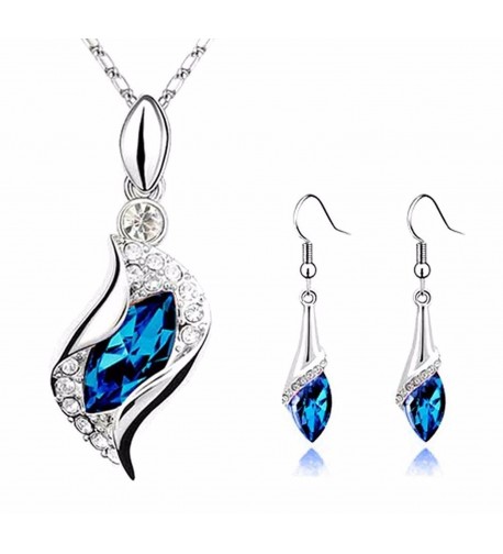 Pretty Sapphire Teardrop Earrings Necklace