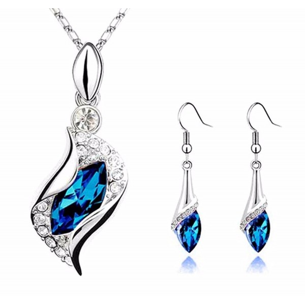 Pretty Sapphire Teardrop Earrings Necklace