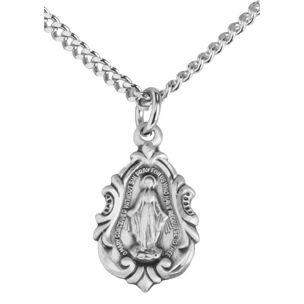 Sterling Teardrop Miraculous Pendant Rhodium