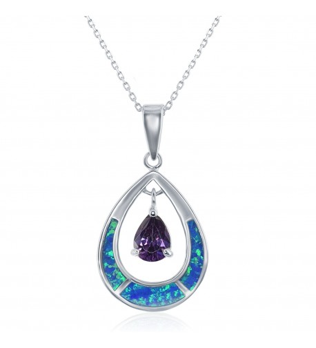 Sterling Silver Created Teardrop Pendant