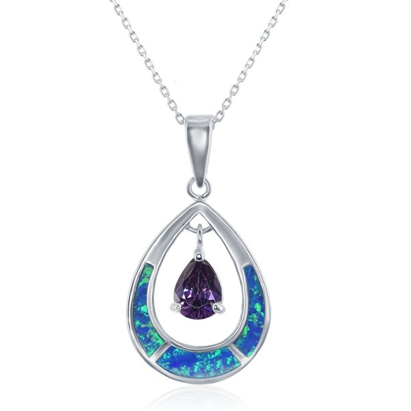 Sterling Silver Created Teardrop Pendant