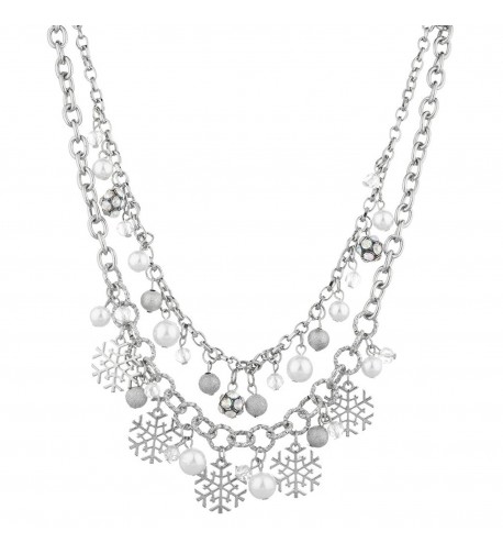 Lux Accessories Christmas Snowflake Necklace