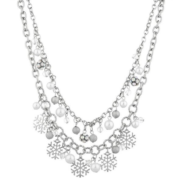 Lux Accessories Christmas Snowflake Necklace