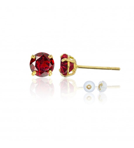 Yellow Gold 6 00mm Garnet Earring