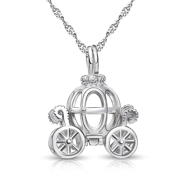 Sterling Pumpkin Carriage Pendant Necklace