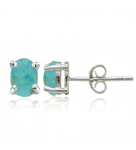 Sterling Simulated Turquoise Prong Set Earrings