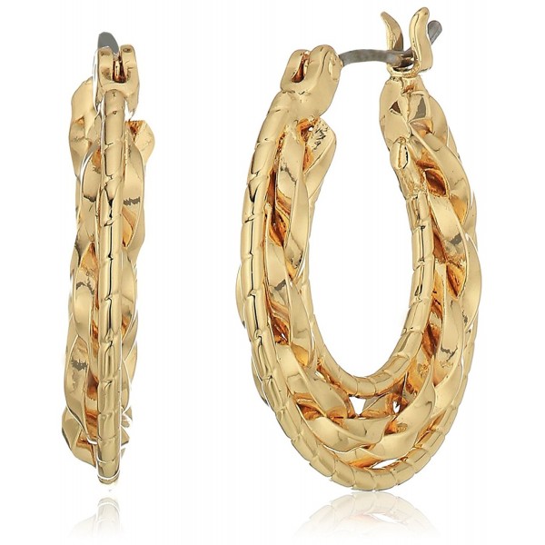 Napier Gold Tone Click Hoop Earrings