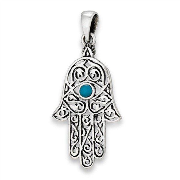 Pendant Simulated Turquoise Sterling Silver