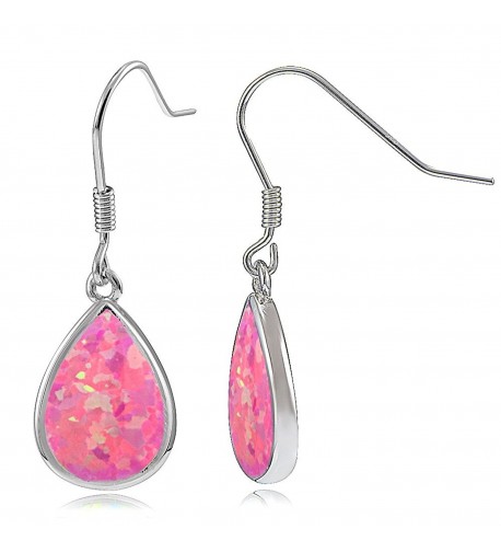 Sterling Silver Created Teardrop Earrings