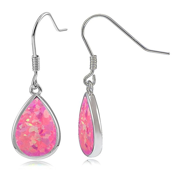 Sterling Silver Created Teardrop Earrings