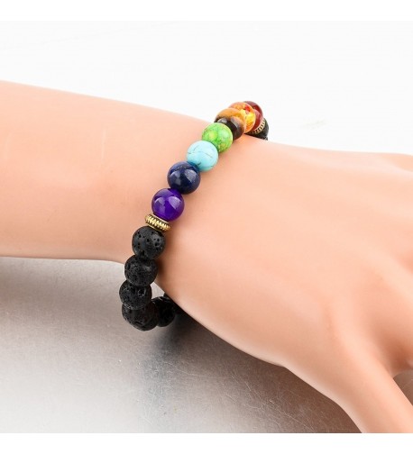 Positive Energy Healing 7 Chakra Lava Stone Bracelet Gemstone Beads ...