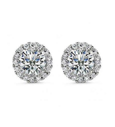 Round Cubic Zirconia Earrings Screw