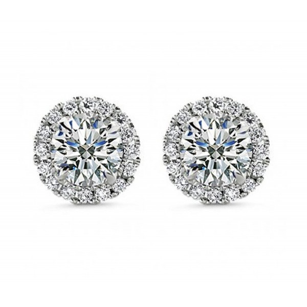 Round Cubic Zirconia Earrings Screw