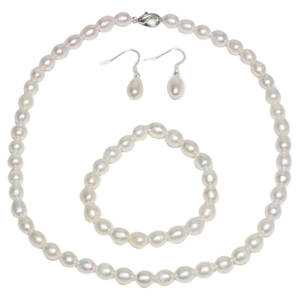 Rhodium Cultured Freshwater Necklace Bracelet Rhodium Cultured Freshwater Necklace Bracelet
