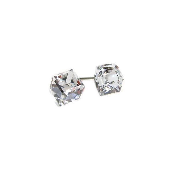 Argent Tilted Austrian Crystal Earrings