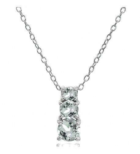 Sterling Aquamarine Graduating Pendant Necklace