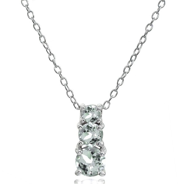 Sterling Aquamarine Graduating Pendant Necklace