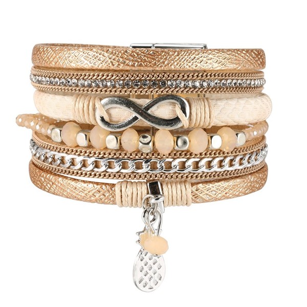 Bracelet Leather Pineapples Charm Jewelry
