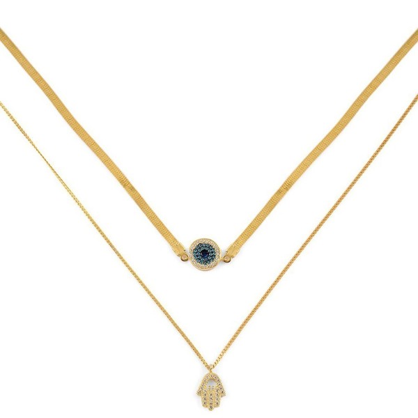 Exclusive Hamsa Layered Choker Necklace Exclusive Hamsa Layered Choker Necklace