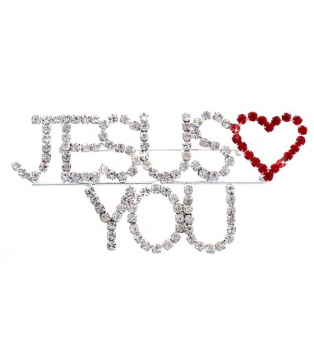 JESUS LOVES Heart Christian Brooch