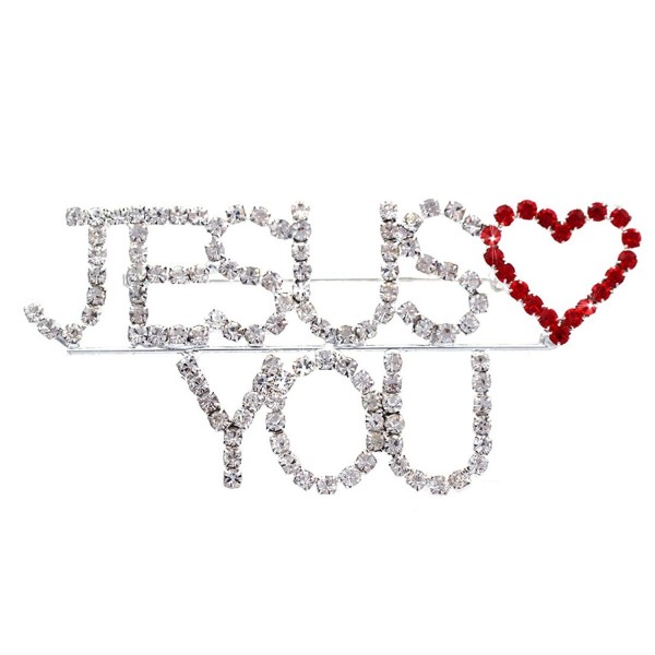 JESUS LOVES Heart Christian Brooch