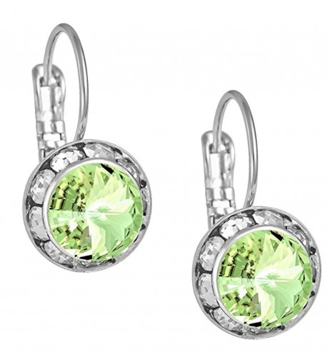 Austrian Crystal Silver Peridot Earrings