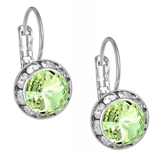 Austrian Crystal Silver Peridot Earrings