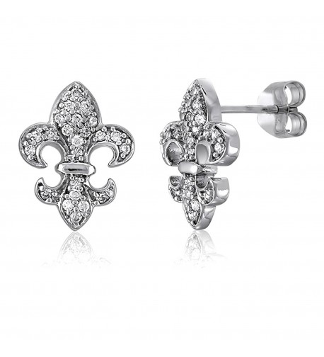 BERRICLE Rhodium Sterling Zirconia Earrings