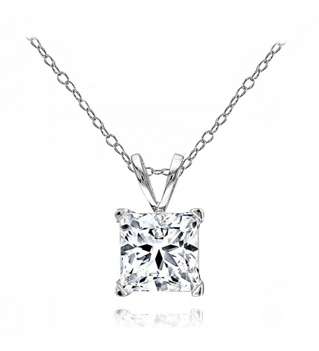 Sterling Princess cut Solitaire Necklace Swarovski