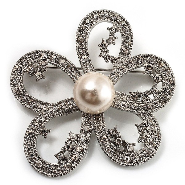 Bridal Diamante Simulated Brooch Silver