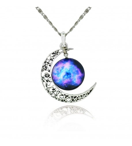 Galaxy Crescent Cosmic Pendant Necklace