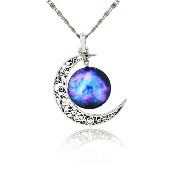 Galaxy Crescent Cosmic Pendant Necklace