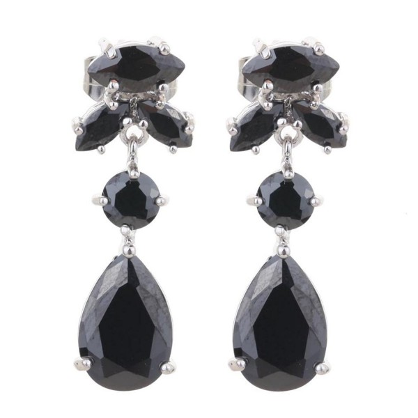 Teardrop Pierced Earrings Silver Tone Austrian Teardrop Pierced Earrings Silver Tone Austrian