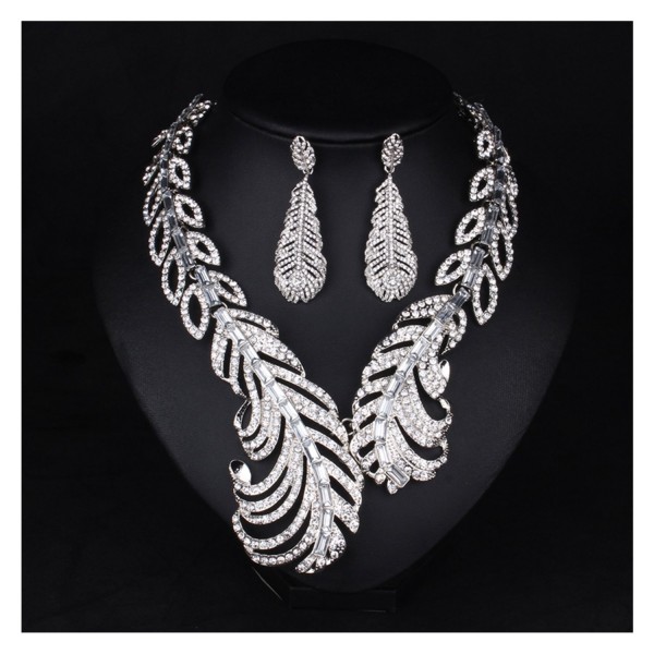 Hamer Feather Statement Necklace Earrings