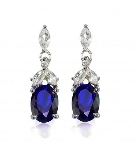 Sterling Silver Created Sapphire Earrings