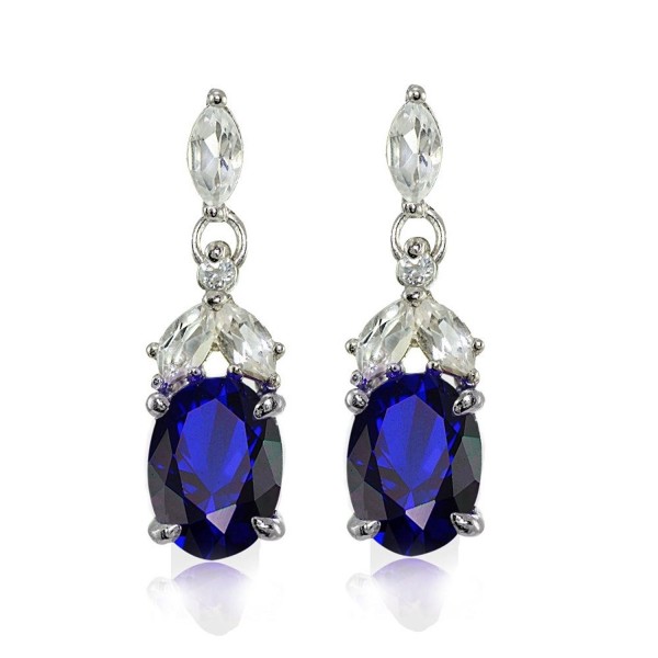 Sterling Silver Created Sapphire Earrings