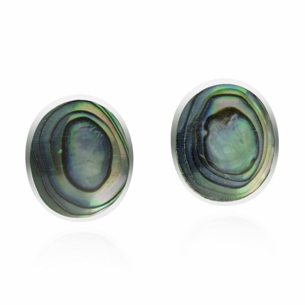 Circular Abalone Sterling Silver Earrings