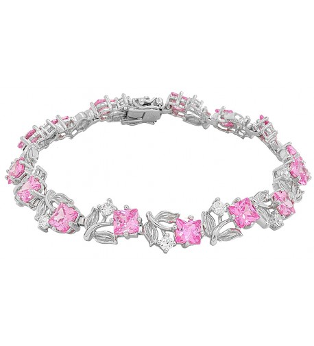 Sterling Silver Flower Tennis Bracelet