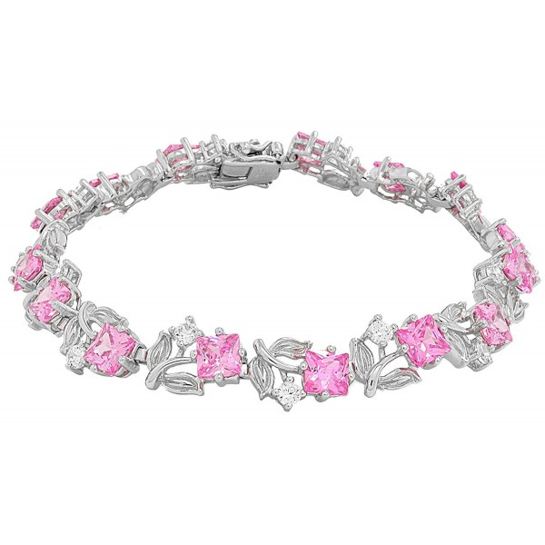 Sterling Silver Flower Tennis Bracelet