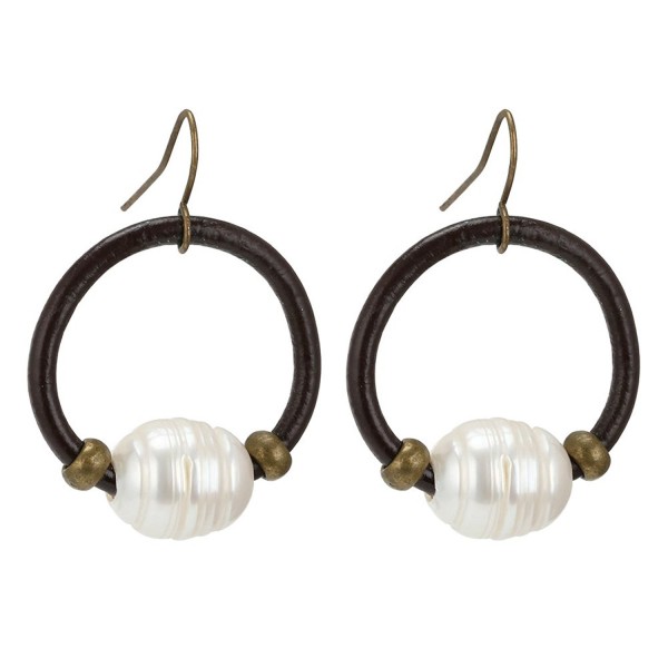 PearlyPearls Single Freshwater Leather Earrings