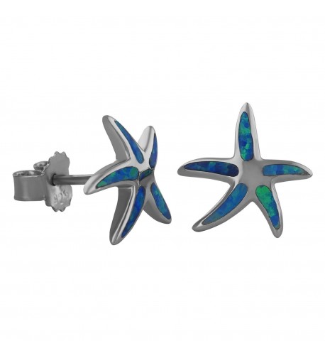 Sterling Silver Synthetic Starfish Earrings