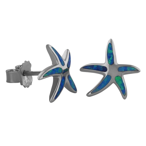 Sterling Silver Synthetic Starfish Earrings