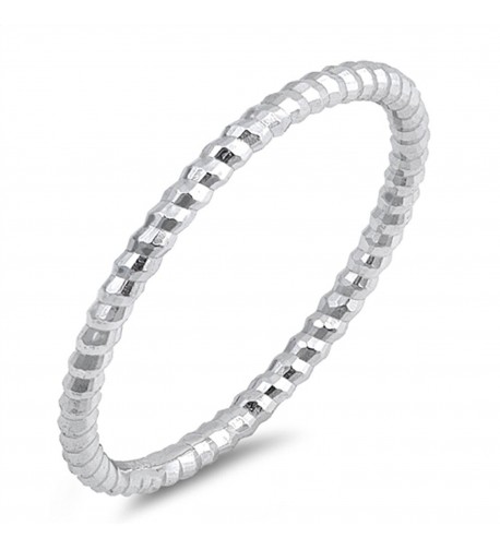 Diamond Cut Stackable Wedding Sterling Silver