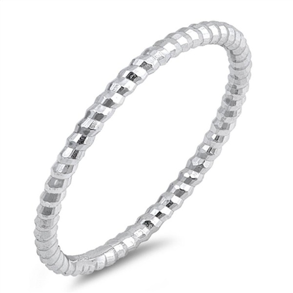 Diamond Cut Stackable Wedding Sterling Silver