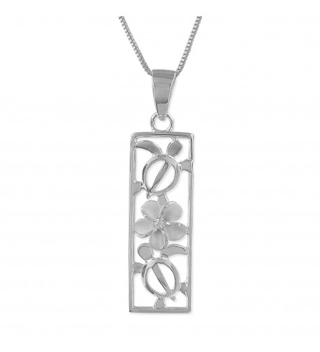 Sterling Silver Plumeria Vertical Necklace