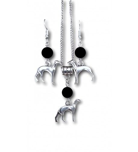 Greyhound Charm Necklace Earrings Pashal