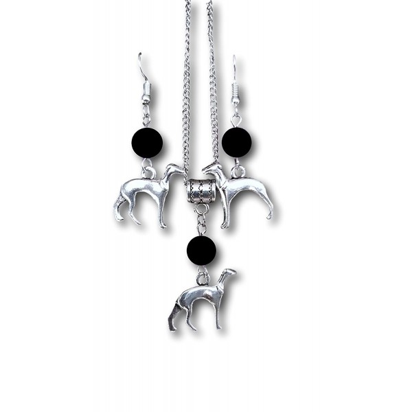 Greyhound Charm Necklace Earrings Pashal