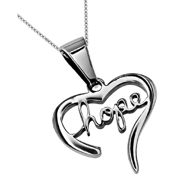 Writing Heart Necklace Silver Stainless