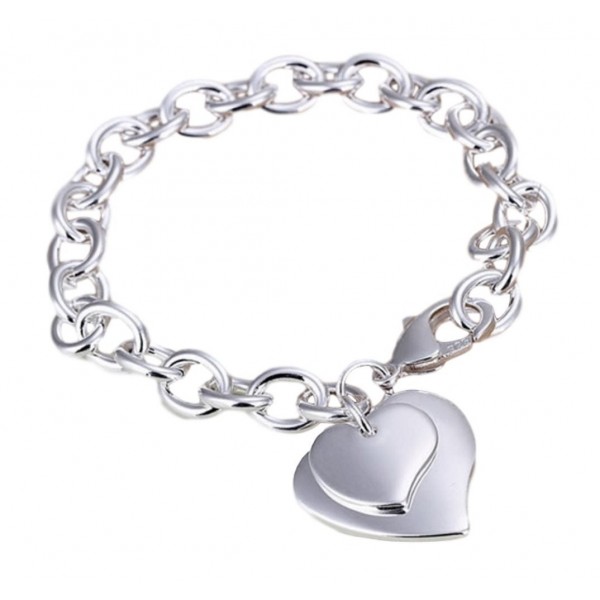 Silver Heart Charm Bracelet Adjustable