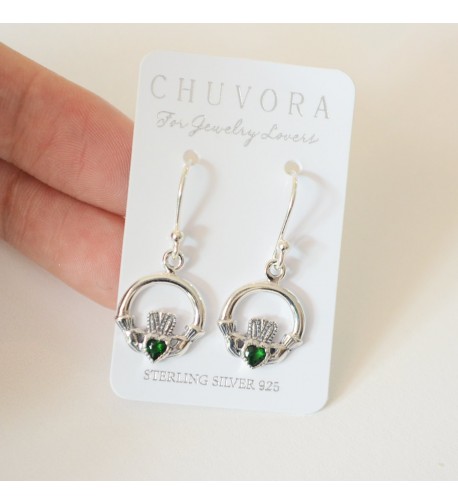 Sterling Silver Claddagh Zirconia Earrings